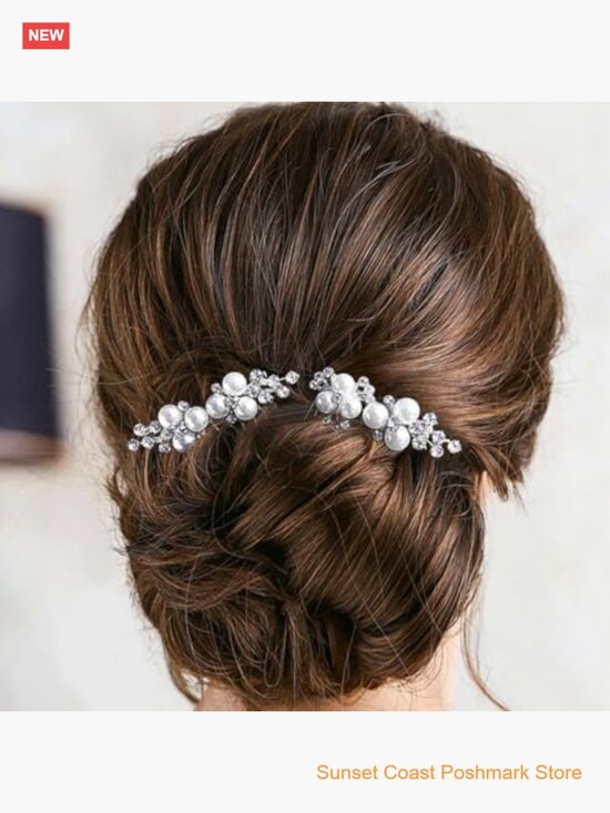 Gold Wedding Pearl Hair Comb Bride Crystal Hairpiece Bridal Rhinestone Hair
